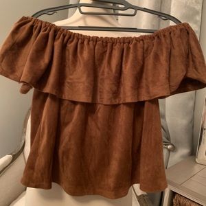 Off the shoulder suede top